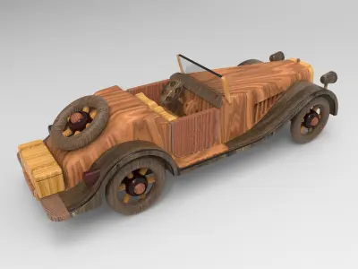 Roadster Wooden Toy Free 3D model