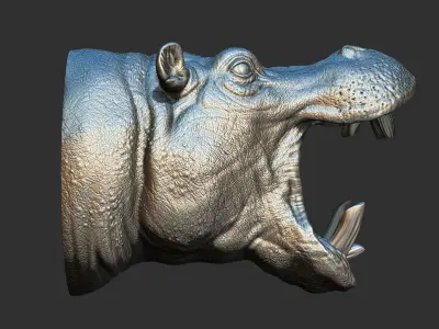 Hippopotamus head 3D print model
