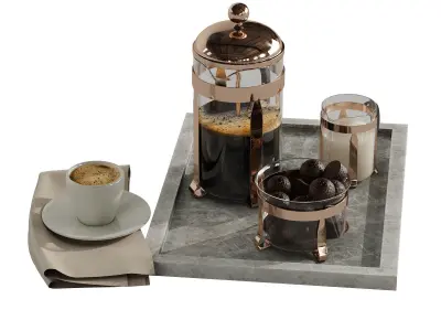 Coffee French set 4 3D model