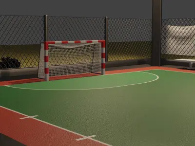 Lowpoly socker ground Low-poly 3D model