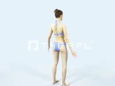 Beauty K Beach Animated Rigged Sports Woman Low-poly 3D model
