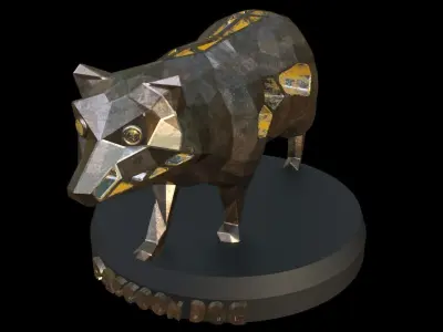 Steampunk Raccoon dog Pose Low-poly 3D model