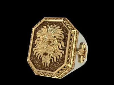 Lion ring badge 3D print model