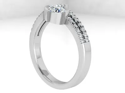 Round Half Bezel Diamond Ring 4347 3D print model