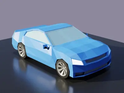 Blue Car 3D Low-poly 3D model