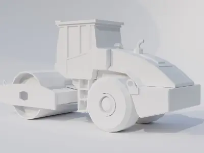 Low Poly Road Roller Low-poly 3D model
