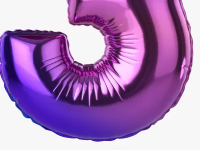 Foil balloon number three 3 3D model