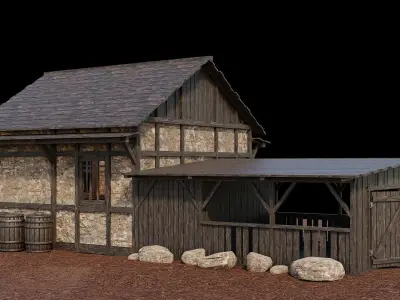 Medieval Village Asset 09 - 4K Textures Game Ready Low-poly 3D model