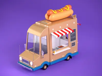 Hot Dog Truck 3D model