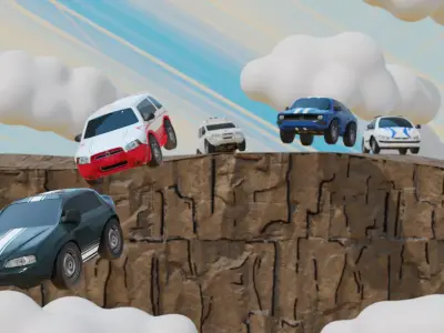 Cartoon toy vehicles Low-poly 3D model