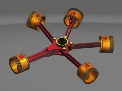 Radial engine Free 3D model