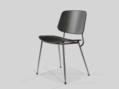 Soborg Metal Base Chair-Black lacquered and Chromed Low-poly 3D model
