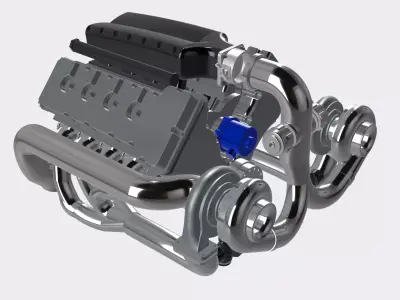 MMR Billet Coyote Twin Turbo motor 3D print model