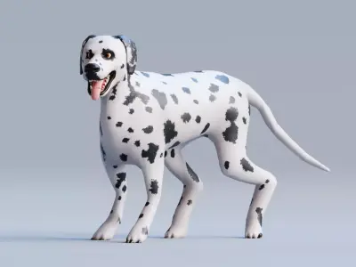 Low poly - Stylized dog - Dalmatian Low-poly 3D model