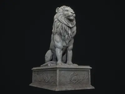 Lion Statue PBR Low-poly 3D model