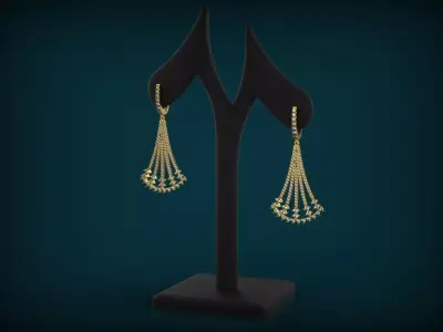 Jewelry Earrings Gold Elegant 3D print model
