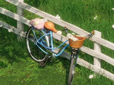 Vintage Old Bicycle - Womens - Realistic Low-poly 3D model