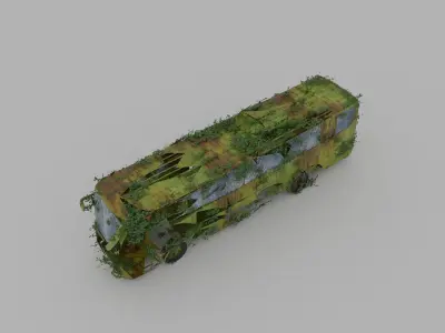 Damaged Rusty Bus Low-poly 3D model