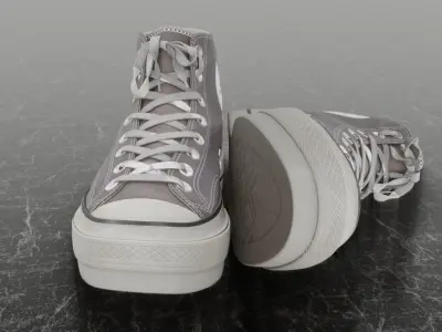 CONVERSE ALL STAR 3D SHOES - GRAY Low-poly 3D model