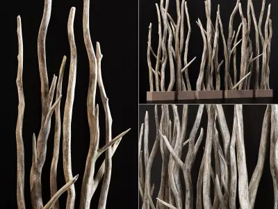 Planter wall branch crooked old n2 3D model