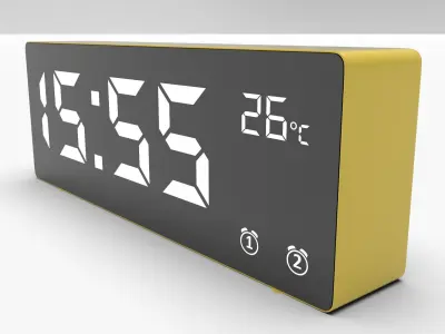 CLOCK YELLOW WHITE Low-poly 3D model