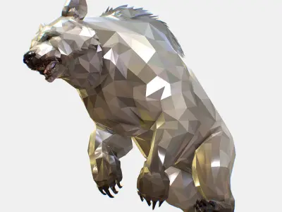 Animated Low Poly Art Arctic animal White Bear Low-poly 3D model