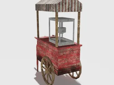 Old Popcorn Cart Low-poly 3D model