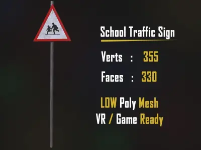 School Traffic Sign  Free low-poly 3D model