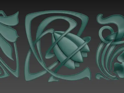 Art Nouveau flower ornaments 3D print model