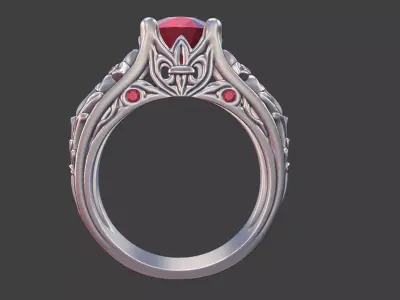 DAISY LEAF MULTI-GEMSTONE ENGAGEMENT RING 3D print model