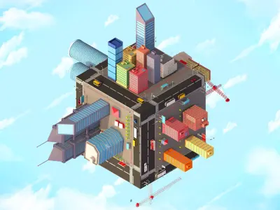 Low Poly Megapolis Cube City 3D model
