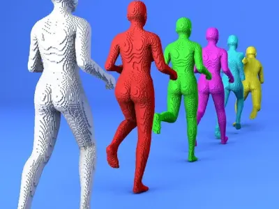 Metaverse Voxel Running Females 3D model
