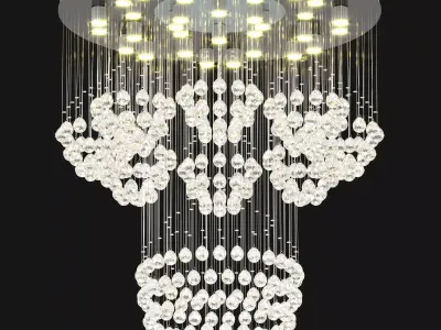 Round Modern K9 Crystal Sparkle Luxury Rain Drop Chandelier 3D model