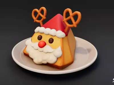 Santa Pretzel Cookie Low-poly 3D model