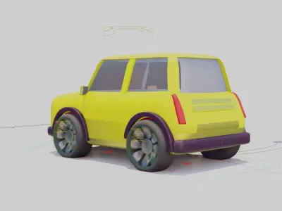 yellow cartoon car Low-poly 3D model