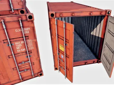 Enterable Shipping Container 01 - PBR Low-poly 3D model