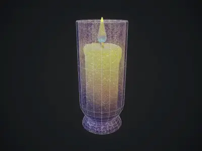 Small candle 3 PBR Low-poly 3D model