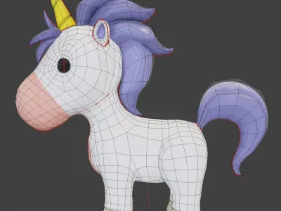Cartoon Unicorn Rigged 3D model