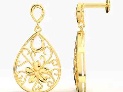 Gold Drop Earring 3D print model