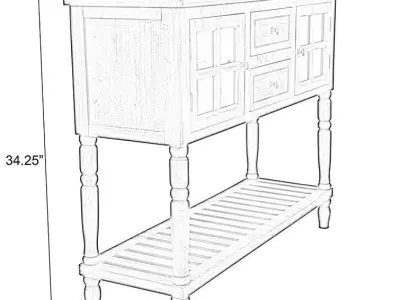 Decarlo Buffet SideBoard Console Table - 6 Colour 3D model