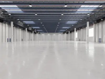 Airplane Hangar Interior 17 Low-poly 3D model