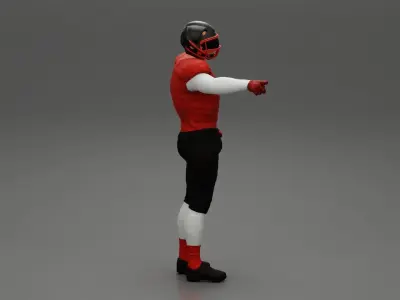 Rugby player standing pointing to the ball 3D print model