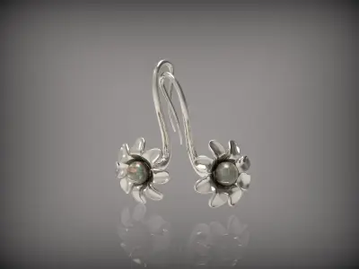 EARRINGS WITH PEARL N - 237 3D print model