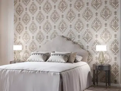 Champagne Baroque Damask Wallpaper Texture