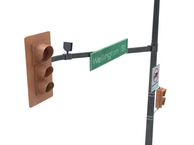 Street Light with Traffic 04 Low-poly 3D model