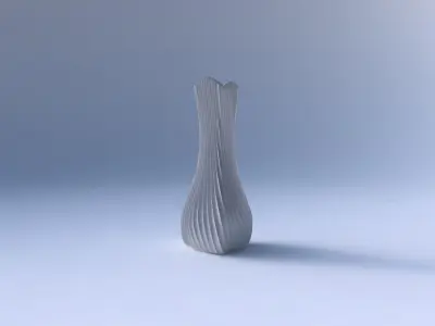 Vase puffy triangle with extruded vertical lines 2 3D print model