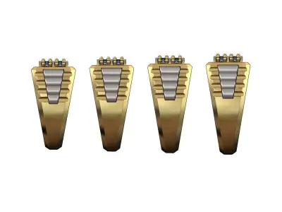 Double row diamond top watch link inserts ring US sizes 7to10 3D print model