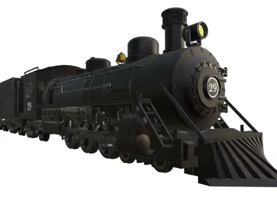 Steam Train v2 Low-poly 3D model