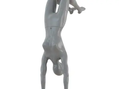 Female gray mannequin stands on hands 88 3D model