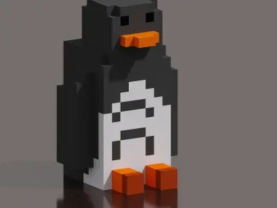 Penguin 1 Voxel Low-poly 3D model